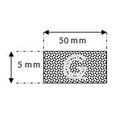 Rechthoekig mosrubber snoer | 5 x 50 mm | per meter